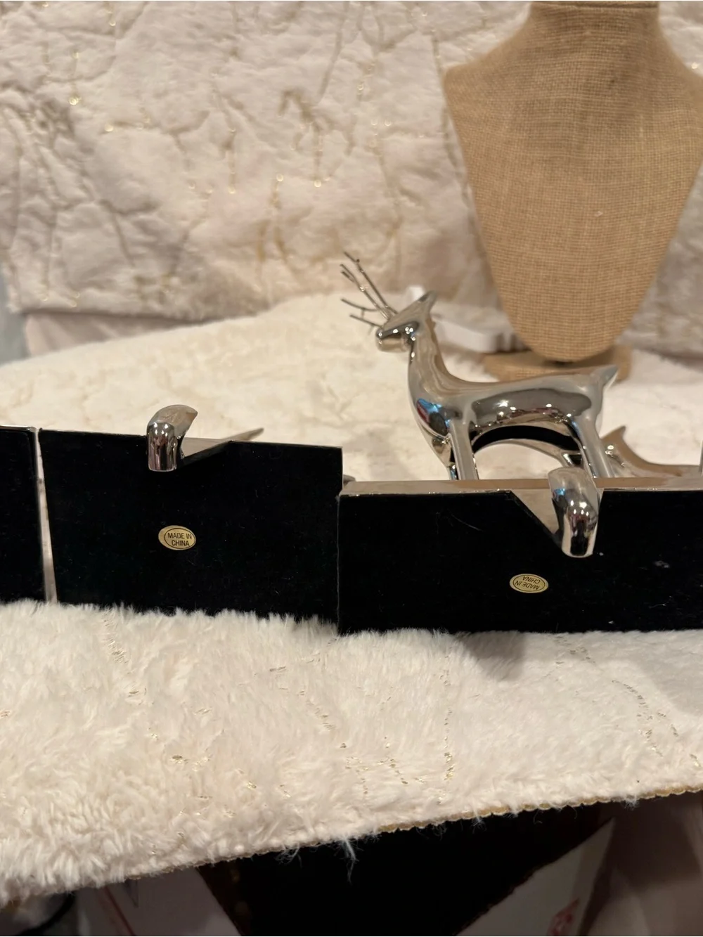 Silver Reindeer Decorative Wall Hook (Set of 2)